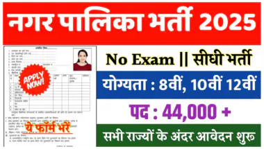 नगर निगम भर्ती 2025 सरकारी नौकरी का शानदार अवसर
